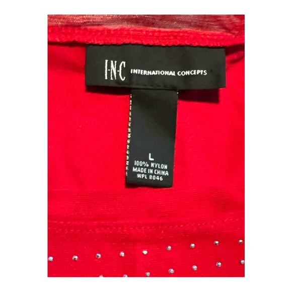 INC INTERNATIONAL CONCEPTS WOMEN'S RED LS STUDDED TOP SZ L - Picture 6 of 6